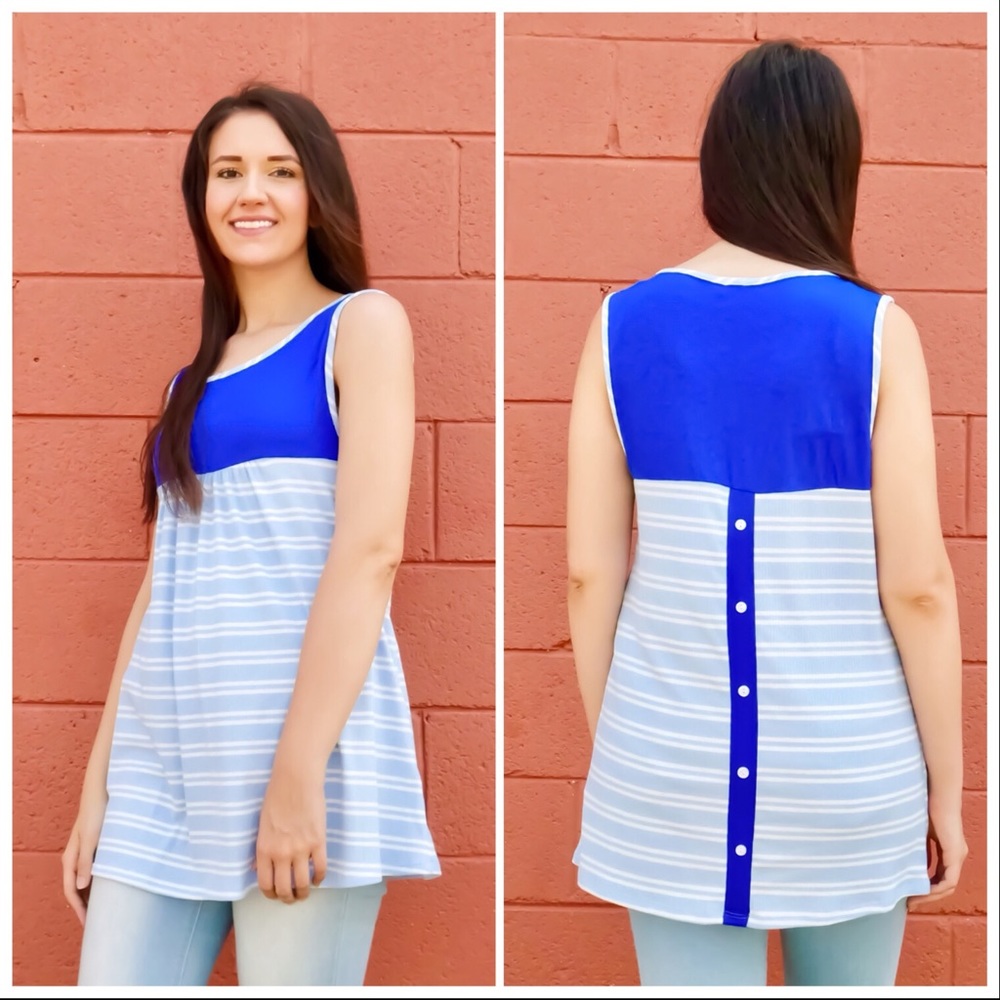 ❌❌ SOLD: Striped Blouse w/Solid Bust & Buttons